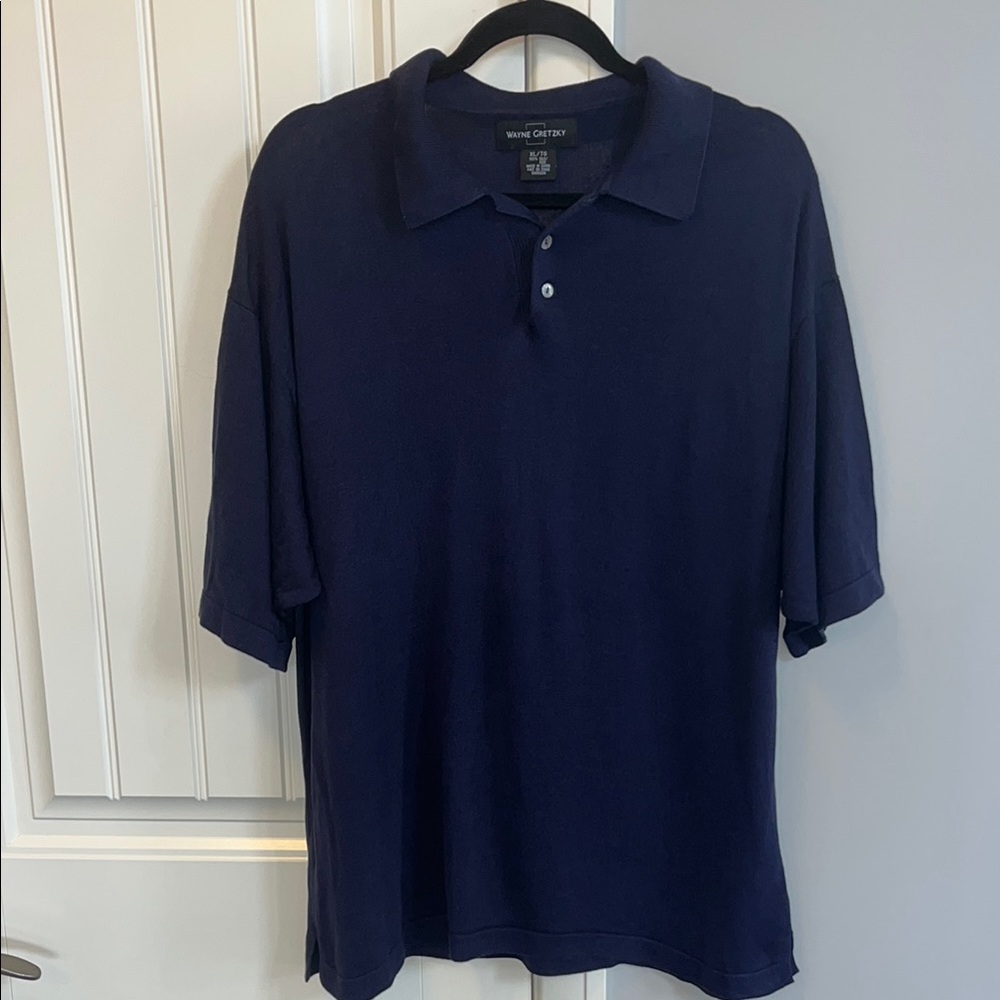 Wayne Gretzky Navy Blue Silk Men's Polo Shirt XL
